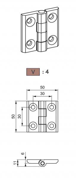 Scharnier (M 099) - 50x50mm - Metall